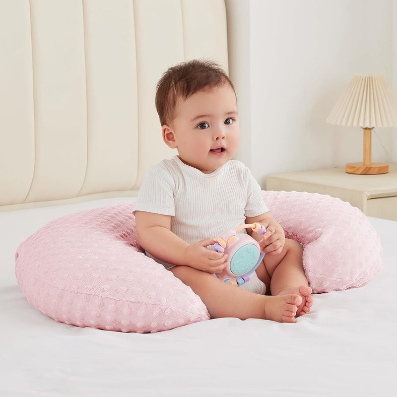 ANHEBEIBEI Nursing Pillow for Bottle and Breastfeeding, Ergonomic Comfort Nursing Essentials for Mom and Baby, Feeding Support Pillow with Removable Cover, Easier and Healthier Nursing (Pink) - Image 1